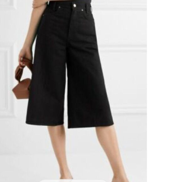 Goldsign The Culottes Painted Black Denim Culottes High rise jeans Brand New! - Picture 3 of 14